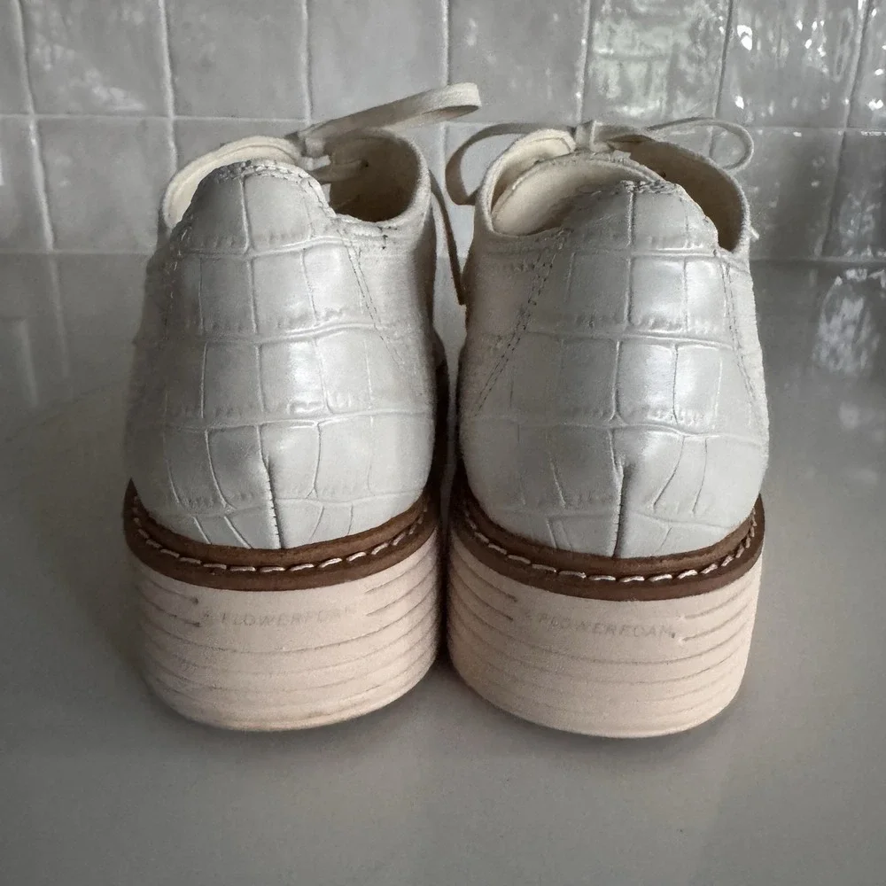 Cole Haan ØriginalGrand Platform Oxford Women 9 White Stitchlite Wingtip Shoes